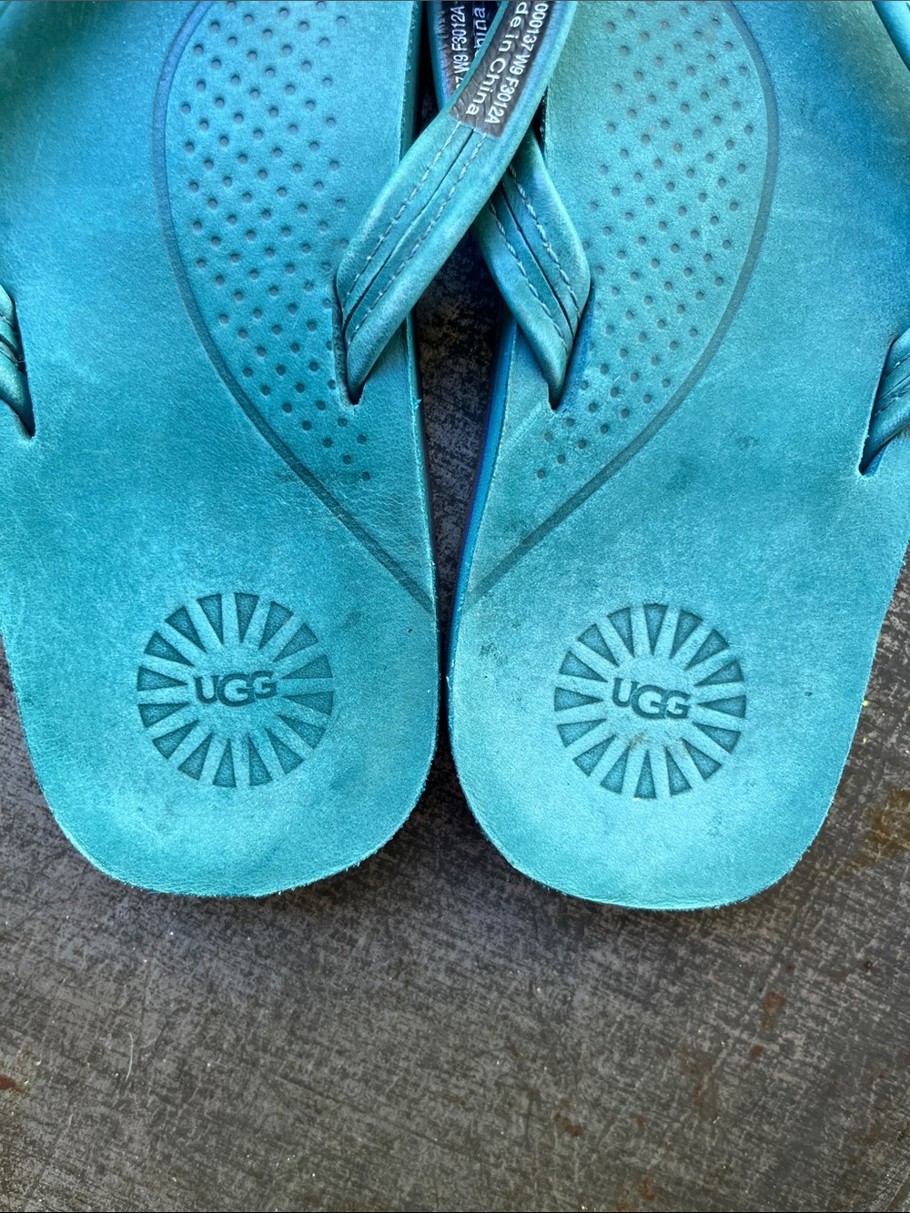 UGG Teal Suede Flip Flop Sandals - Picture 11 of 11